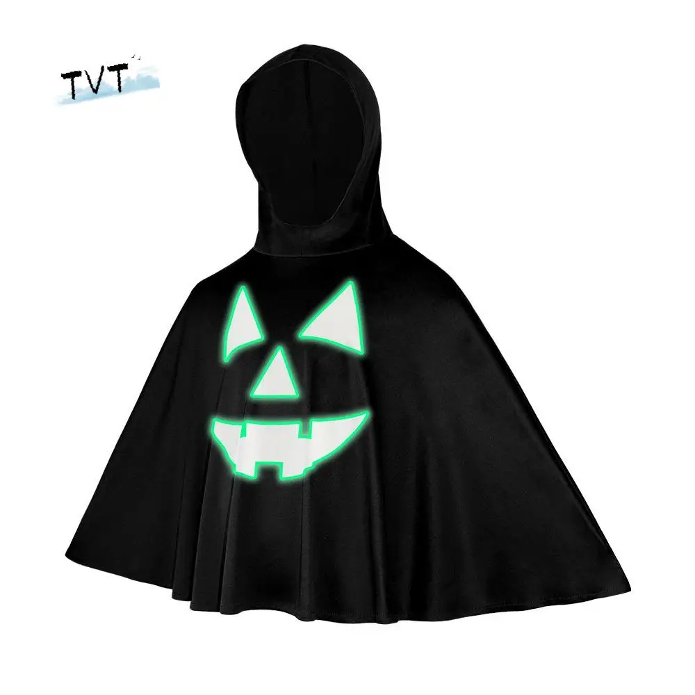 

Halloween Noctilucent Pumpkin Cloak Fun Creative Ghost Face Shawl Sleeveless Clothing Prop Kid Cosplay Costume Stage Performance