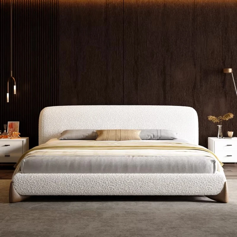 180x200cm Teen Girls Bed 2 People Aesthetic Cream Style Nordic King Size Bed 2 People Wooden Hotel Marriage Bedroom Furnitures