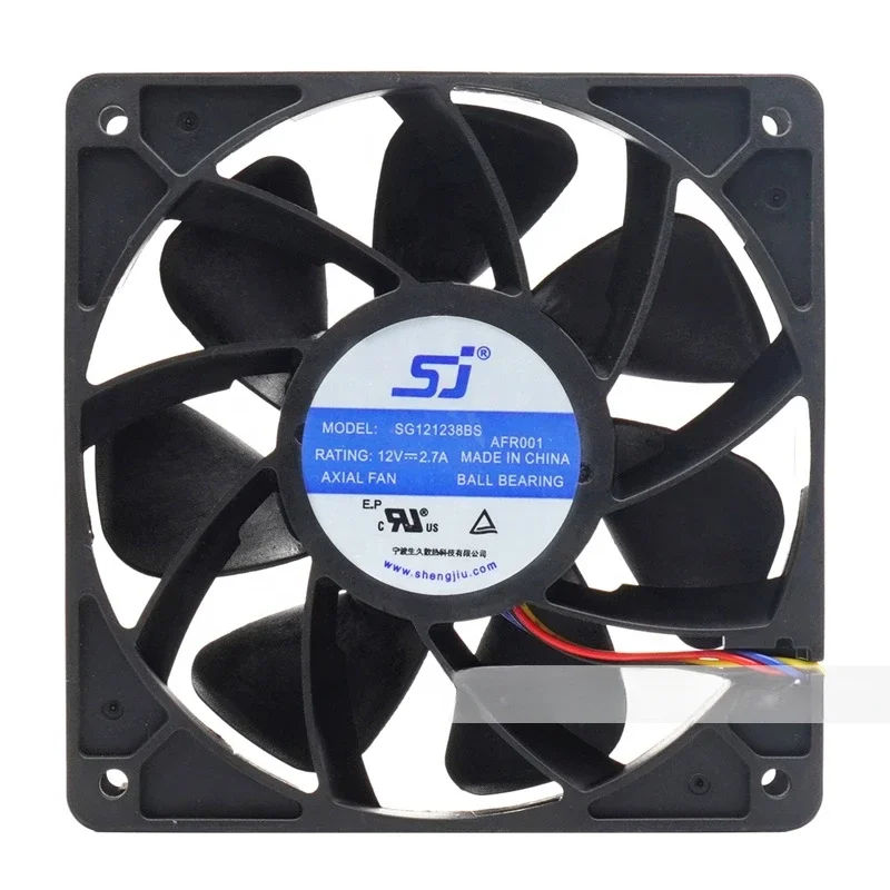 

SJ SG121238BS 12CM asic fans cooler 4Pin 4wires 12038 high speed 6000RPM 12v 2.70a 120mm cooling fans