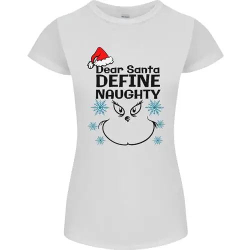 Dear Santa Define Naughty Christmas Funny Womens Petite Cut T-Shirt