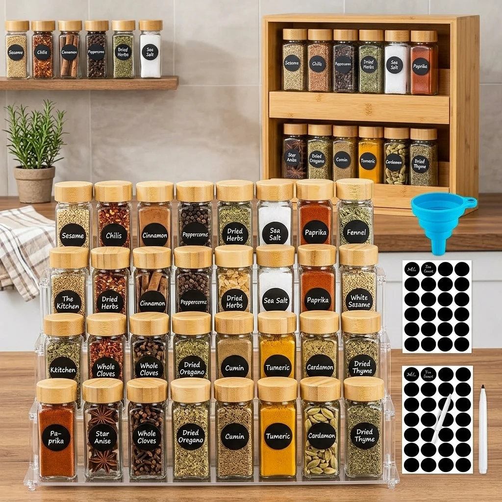 Kitchen Glass Baking Set - 12/24 set 4oz square bamboo and