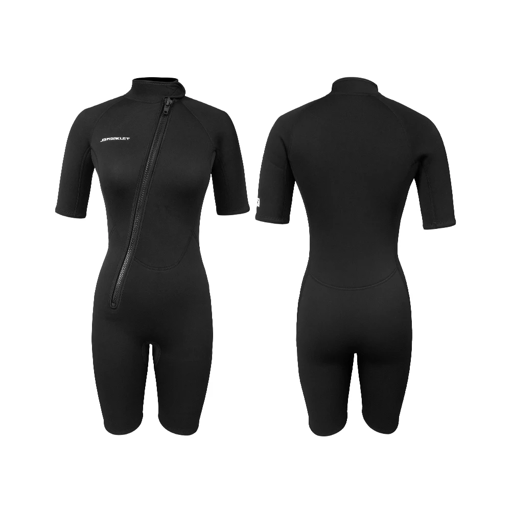 Men Women's 3MM Neoprene Wetsuit Chloroprene Rubber Front Zipper One Piece Short Sleeved Shorty Snorkeling Surfing Swimming Suit