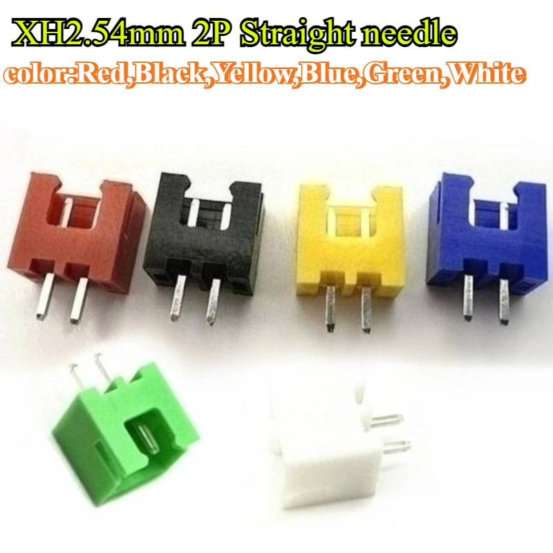 50/100/300/500 stks/partij XH2.54mm 2 P Pin Behuizing/Rechte naald 2.54mm pitch socket connector Wit, Rood, Zwart, Blauw, Geel, Groen