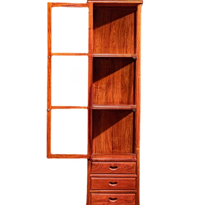 Yy Rosewood Rosewood Wine Cabinet Tempered Glass Display Solid Wood Living Room Shelf