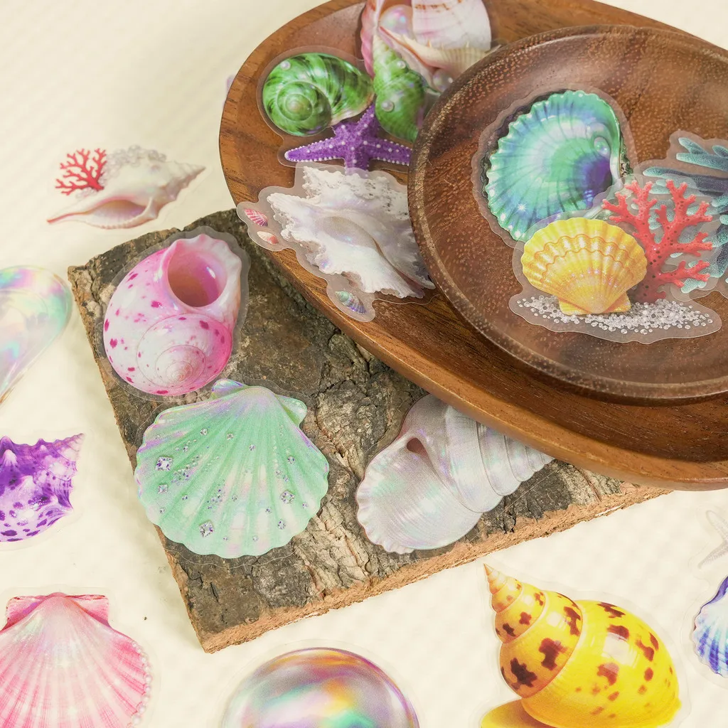 56 Pcs Transparent PET Seashell Stickers - New Exquisite Waterproof Decals for Journals & Water Bottles AnimeWorlds Store