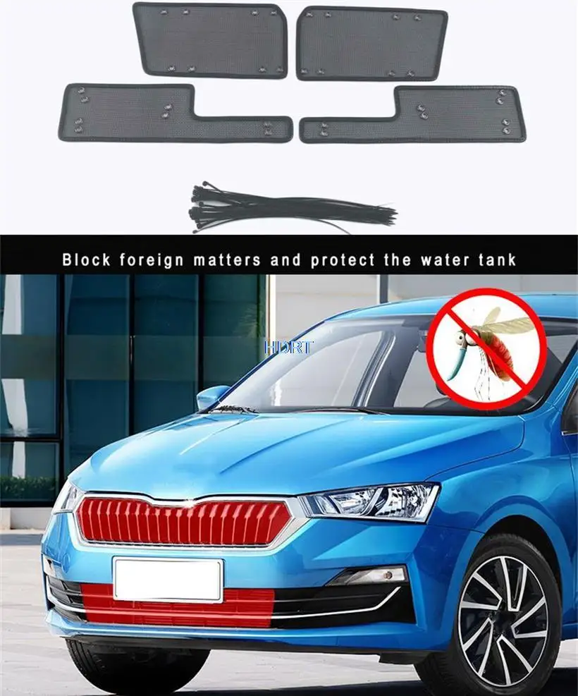 

For Skoda Octavia Pro 2021 2022 Car Front Grille Insect Net Cover Auto Body Exterior Radiator Rat-proof Panel Trims Accessories