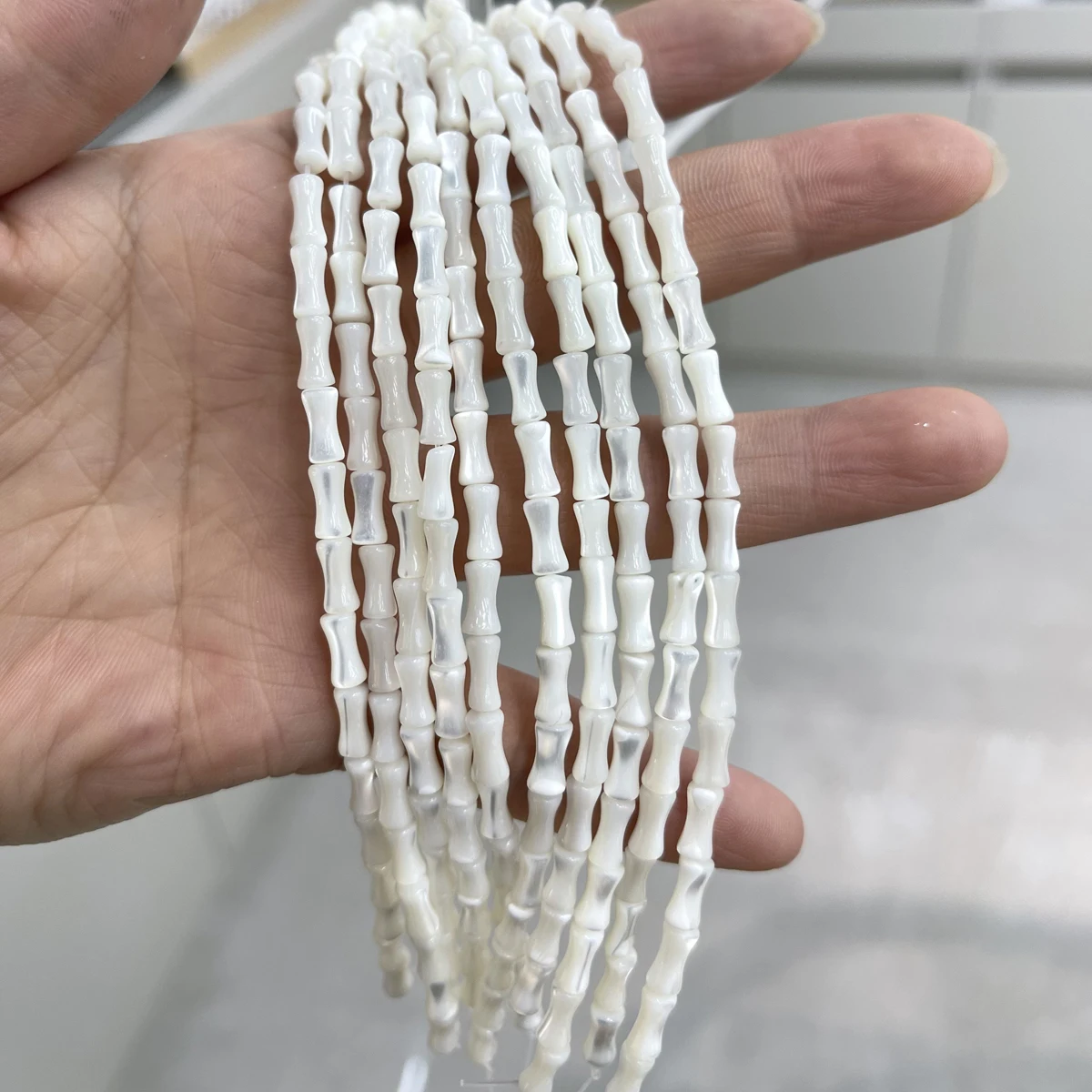 4x8mm Natural Freshwater Shell Beads String Bones Shape White Shell Beads for Jewelry Making DIY Necklace Bracelet Accessories