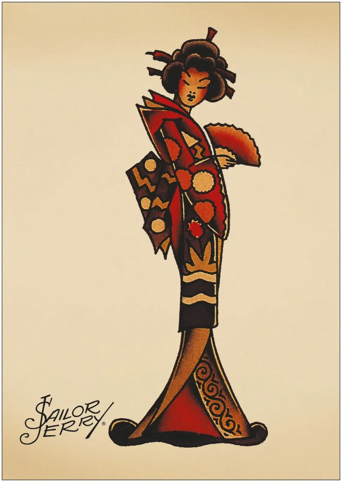 Marin Jerry Geisha Pin Up tatouage Art photo impression affiche en soie décor mural de maison