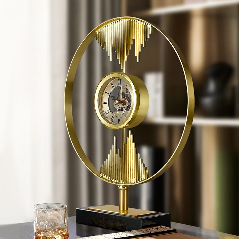 Nordic Living Room Desk Clock Mute Metal Watch Nightstand Alarm Clock Desktop Gadgets Office Desktop Clock Room Decorations