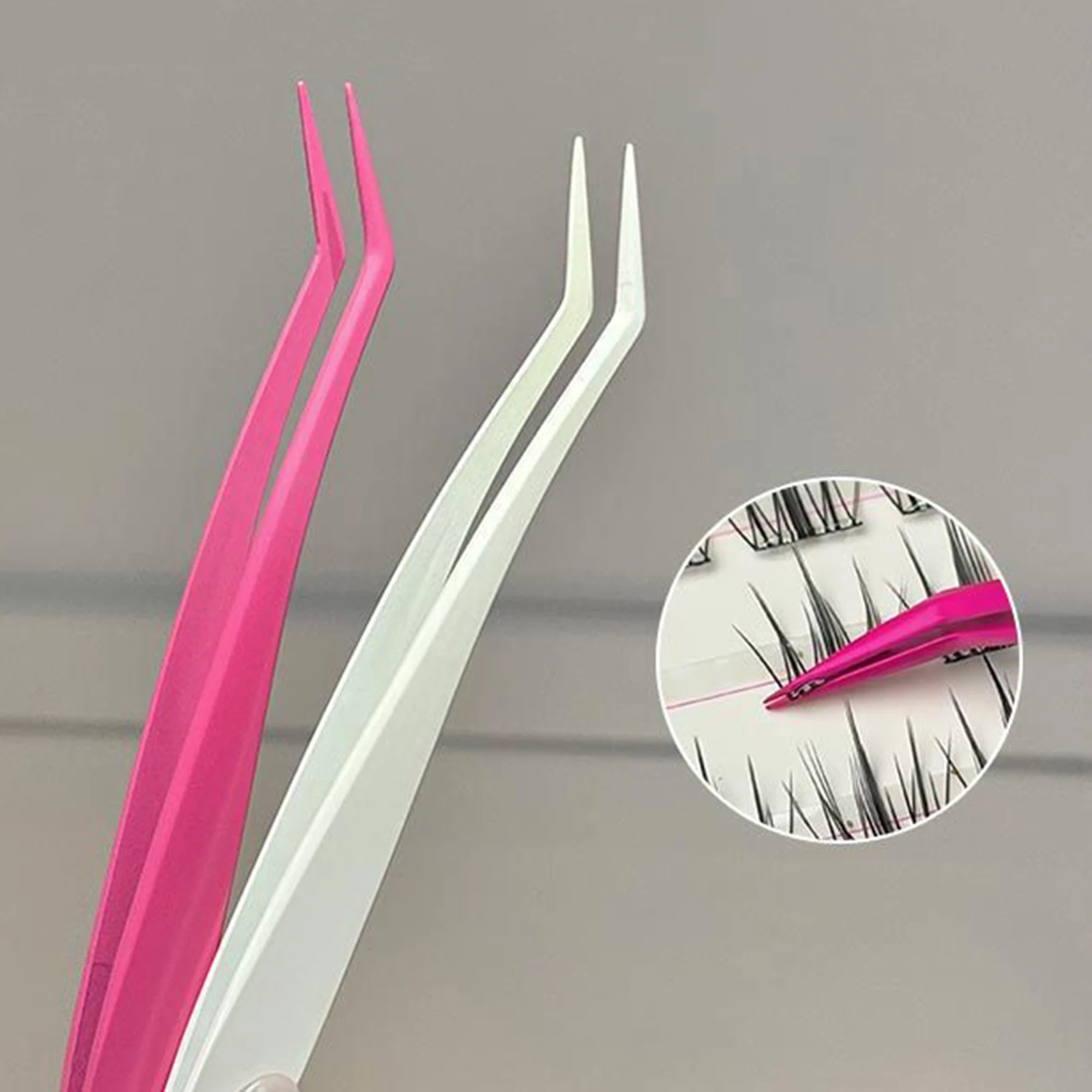 Pinzas antiadhesivas para extensiones de pestañas, pinzas de pestañas con abrazadera de Metal con punta de alta precisión de acero inoxidable