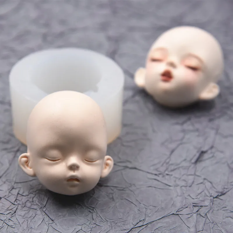 3D Ultra Light Clay Doll Face Silicone Mold Figure Face Resin Clay BJD Sleep Baby Doll Face Mold