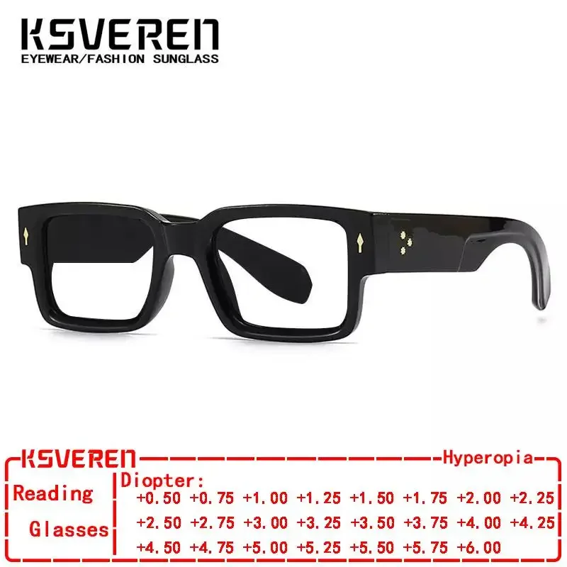 

KSVEREN мужские квадратные очки для чтения в толстой оправе, очки для дальнозоркости, анти-синий свет, оптические очки, очки по рецепту
