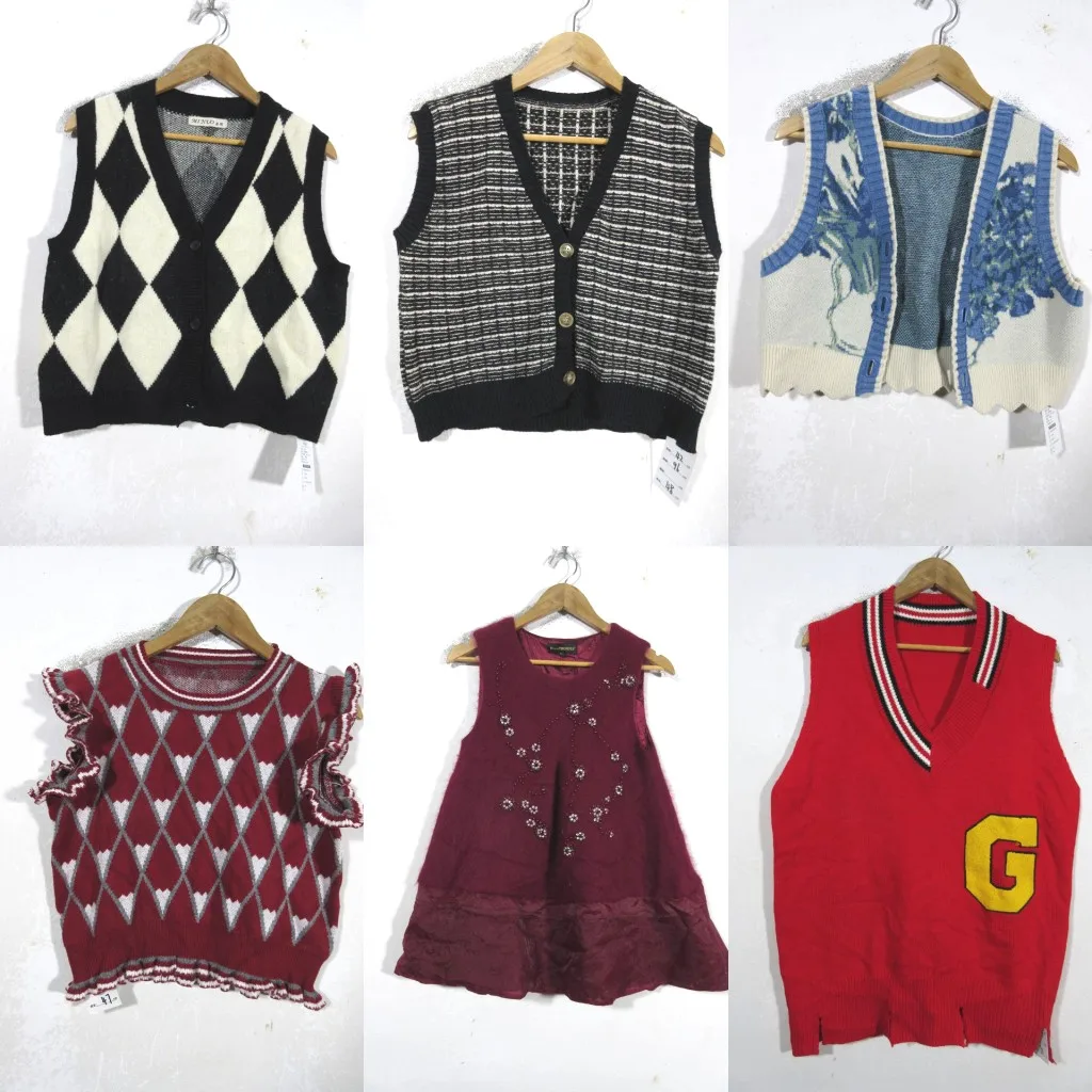 

Винтажный свитер оверсайз с мультяшной вышивкой, открытый спереди, в стиле Soft Girl, свободного кроя, с круглым вырезом, без рукавов, женский топ