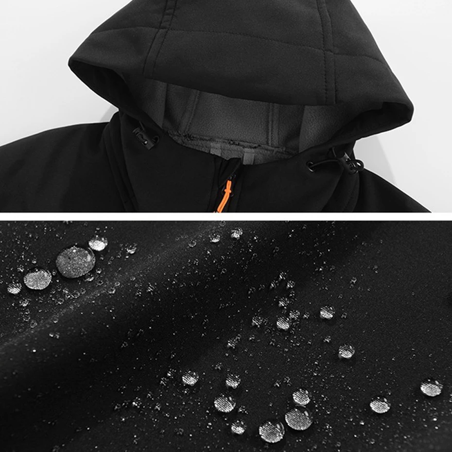 Autumn Fleece Windbreaker Jacket Men Fashion Casual Solid Color Waterproof Jacket Coat Male