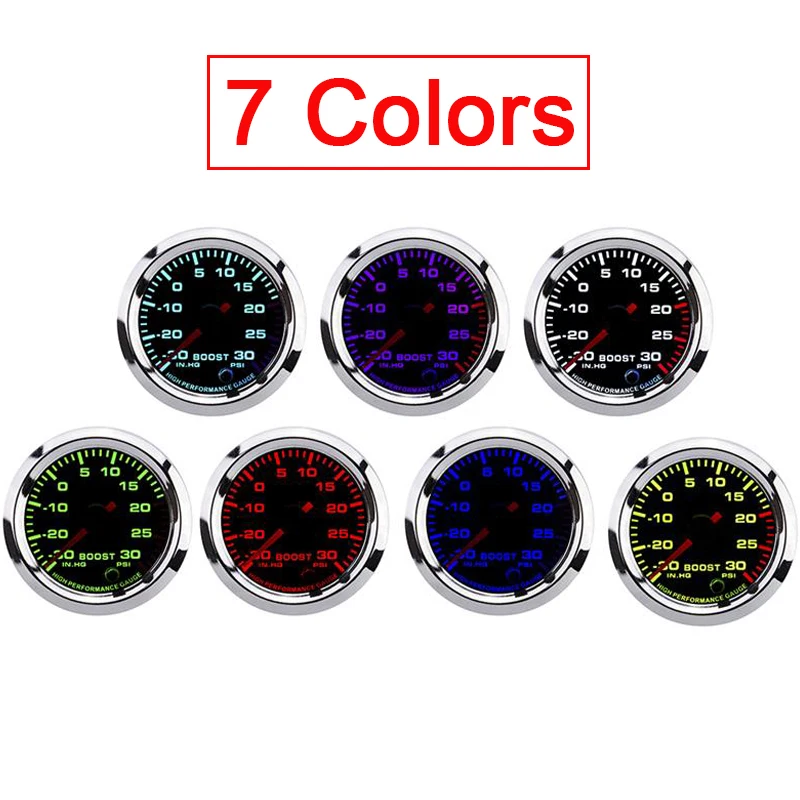 HD 7 Colors Oil Pressure Gauges Turbo Boost Gauge Oil Water Temperature Meter with Sensor for Car Racing Fuel Meter 52mm Auto