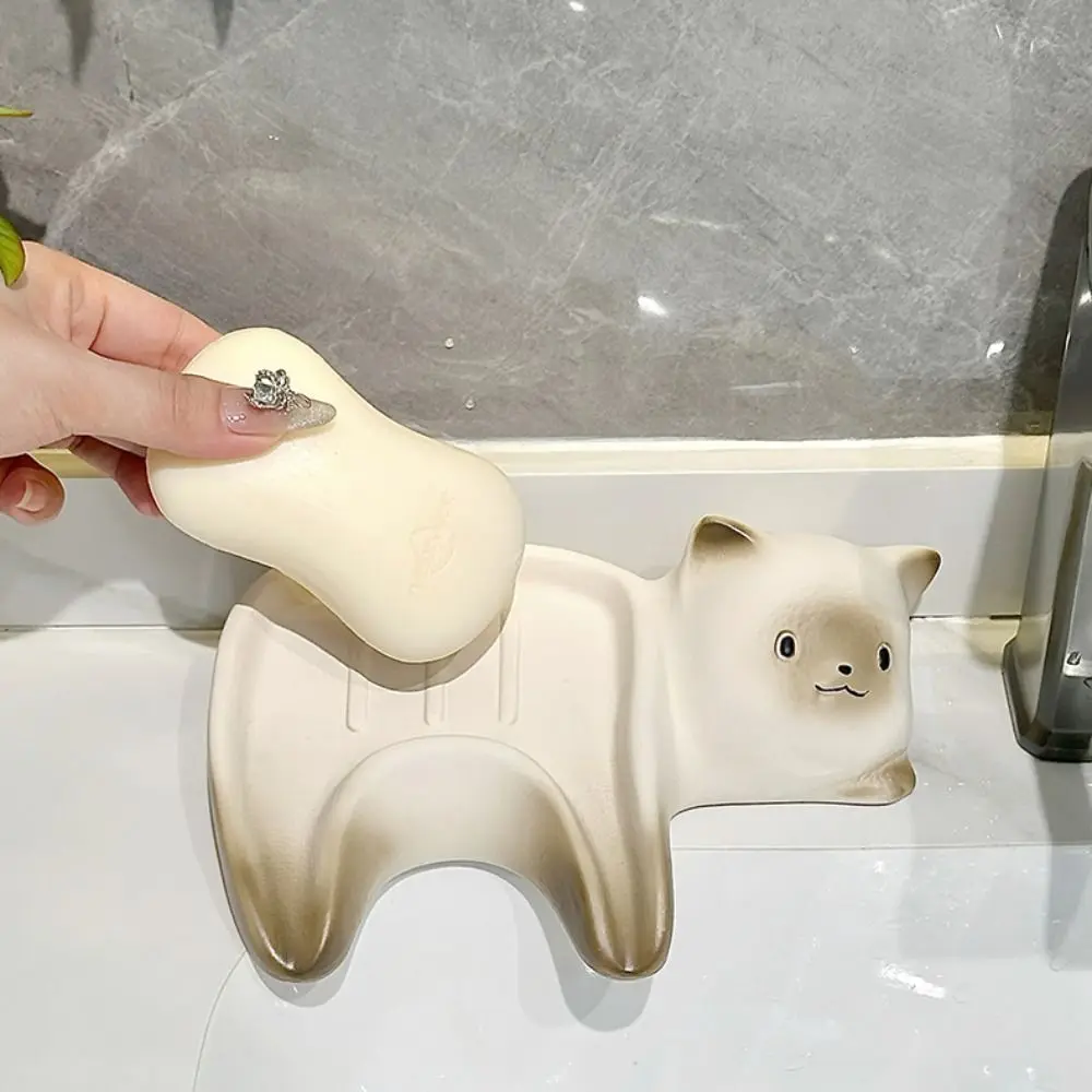 

Bathroom Accessories Cat Shape Soap Box Creative Ceramic Storage Rack Exquisite Multi-purpose Soap Holder Shower