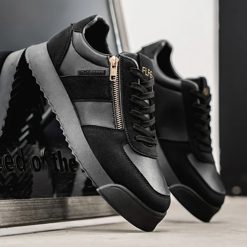 

Мужская обувь без шнуровки с круглым носком, лоферы с боковой молнией, дышащие модные нескользящие уличные кроссовки в консервативном стиле, повседневные праздничные подарки