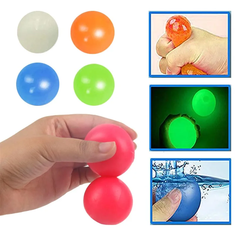 6PCS Antistress Luminoso Stress Ball Alvo Pegajoso Parede Descompressão Tpr Squishy Toy Sucção Top Squeeze Enchimento Toy