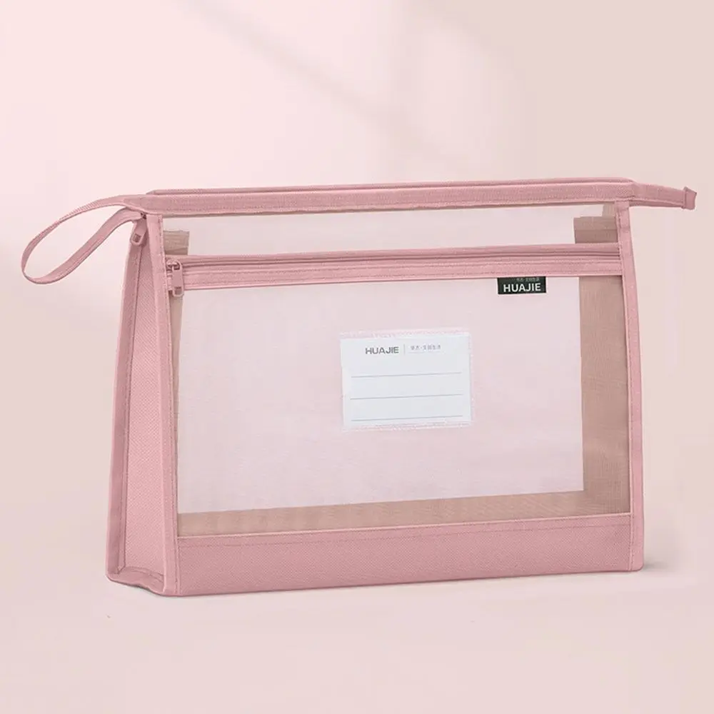 Transparent Mesh Homework Storage Bag Double-layer Large Capacity Mesh Zipper Bag High Quality Multifunctional File Folders