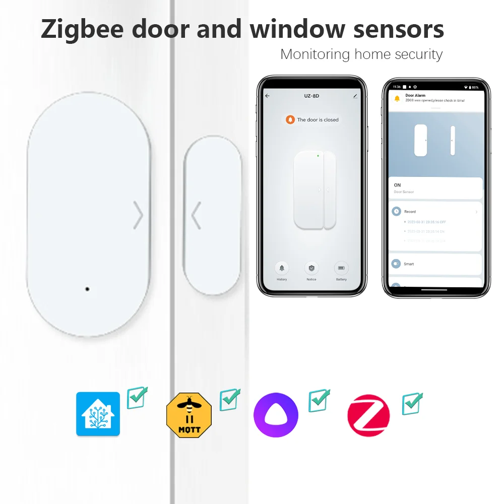Zigbee 3.0 Door Window Sensor Compatible with SmartLife Work With Yandex Alexa Zigbee2MQTT ZHA Home Assistant
