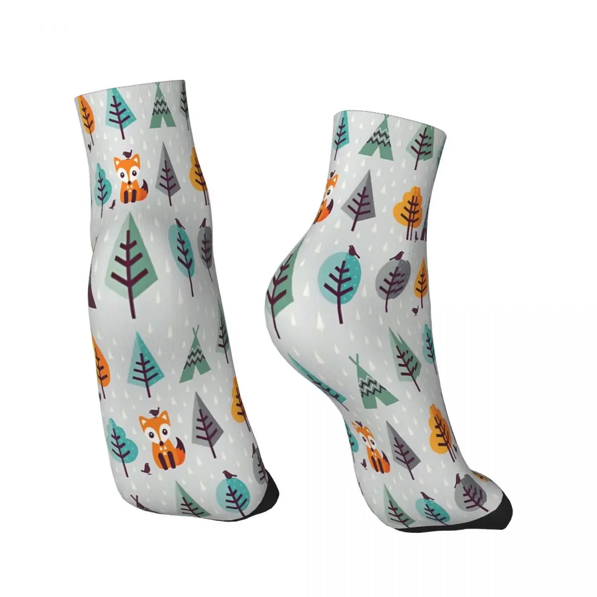 Fox In The Forest On Gray Ankle Socks Male Mens Women Autumn Stockings Harajuku