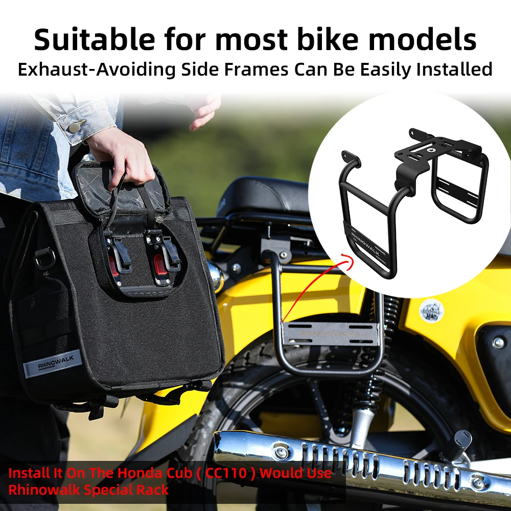 Rhinowalk Motorcycle Side Bag 13L Quick Release Motorcycle Saddle Bag With Waterproof Inner Bag Motorbike Luggage Shoulder Pack