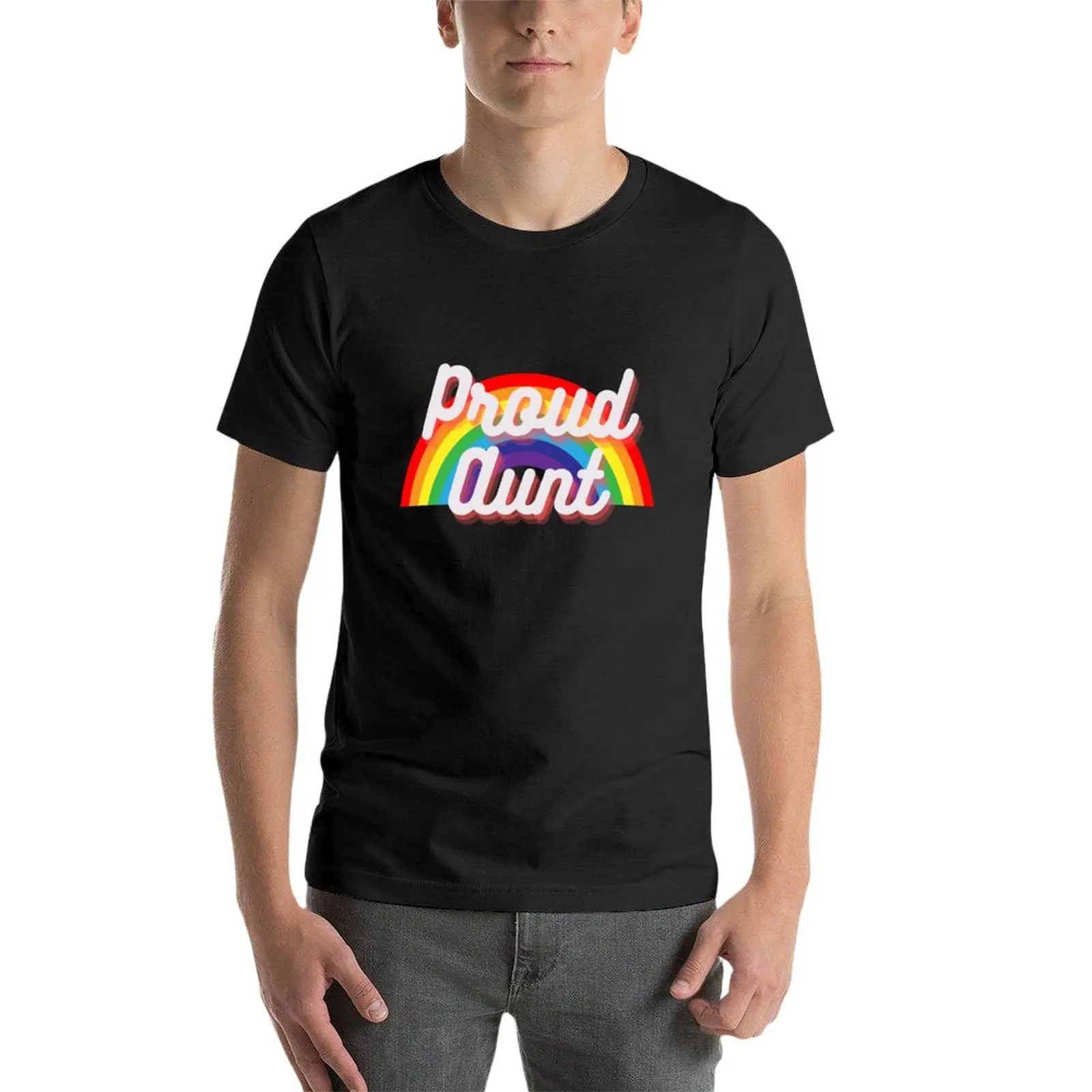 New Pride allyship Rainbow, proud aunt T-Shirt sweat shirt graphic t shirts Men's t-shirt