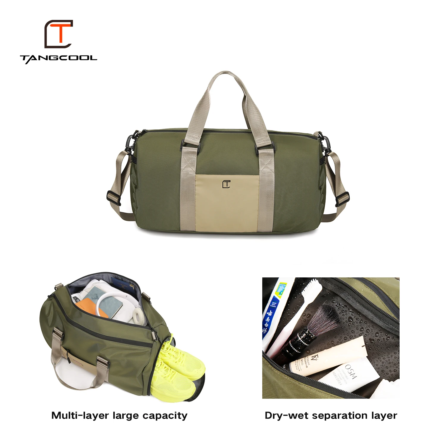 

2026 Gym Bag with Shoe Compartment Dry Wet Separation Large Capacity Travel Duffel Bag for Sports Weekend Overnight