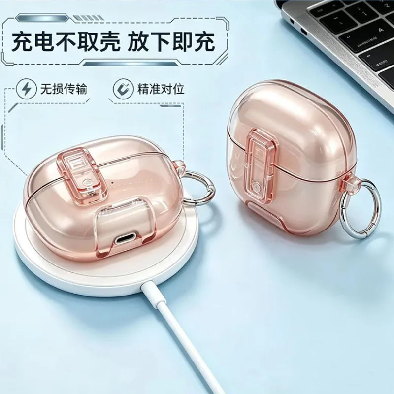 Étui de luxe transparent en TPU avec support de téléphone et anneau de sécurité pour Shokz OpenDots One E310 et E320