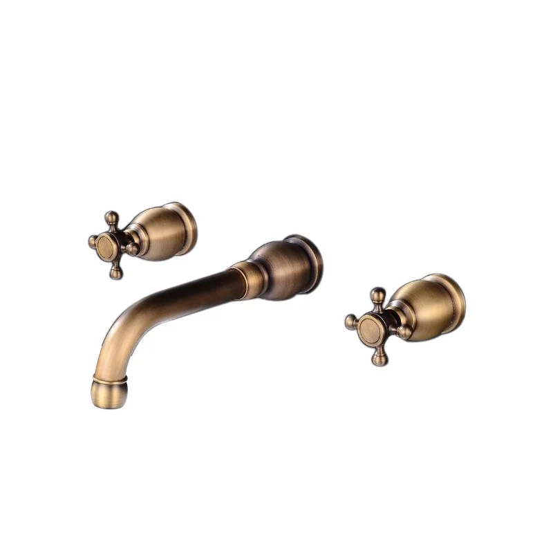 bathroom 3 hole Widespread antique bronze black wall mounted wash basin faucet