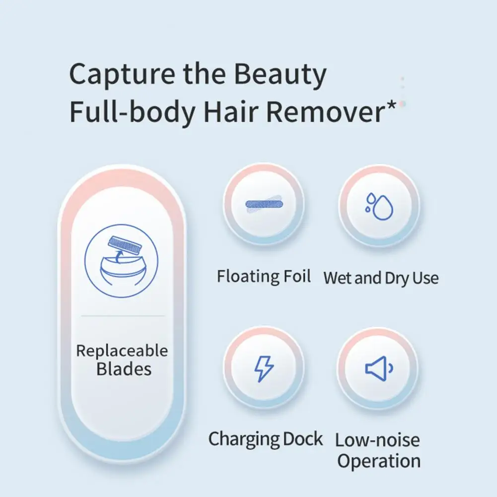 Portable Electric Shaver Compact Hair Shaver Usb Rechargeable Women's Electric Epilator for Face Body Hair Removal Waterproof