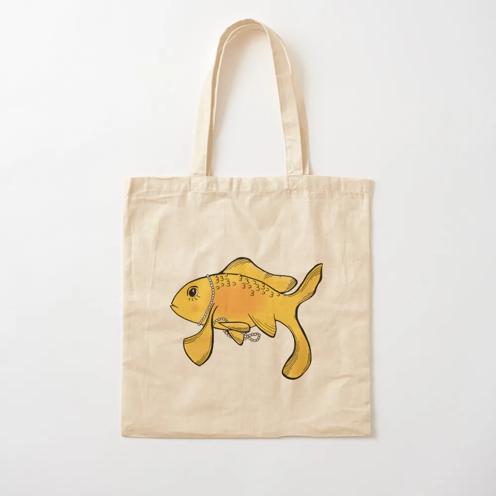 Fancy Goldfish Wearing Pearls Tote Bag cute tote bag great bag Women's handbag Canvas Tote