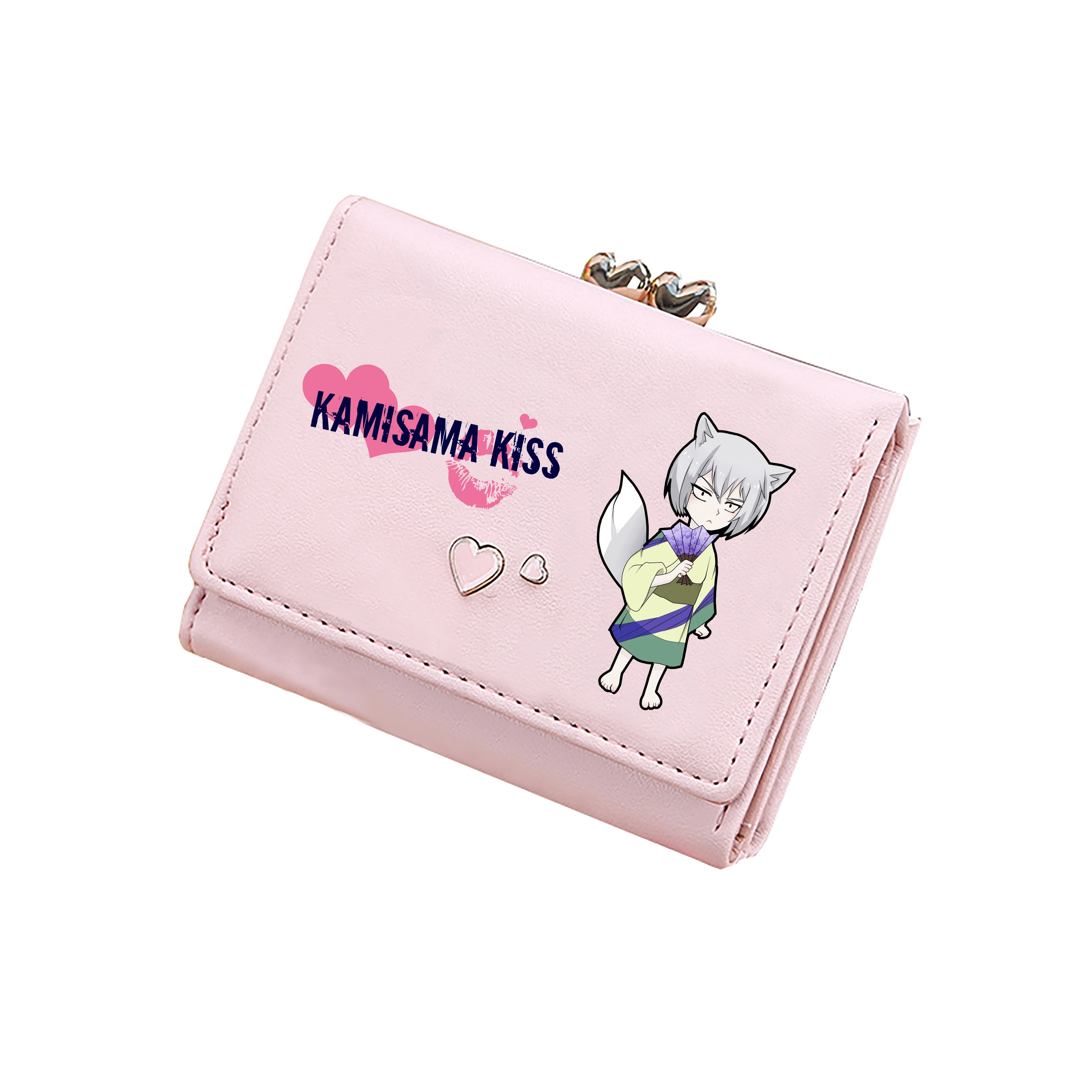 Kamisama Love Cartoon Short Wallets Tomoe ID Card Holders Cute Coins Pockets Pu Leather Pink Purses Moeny Bag Girls Mini Clutch