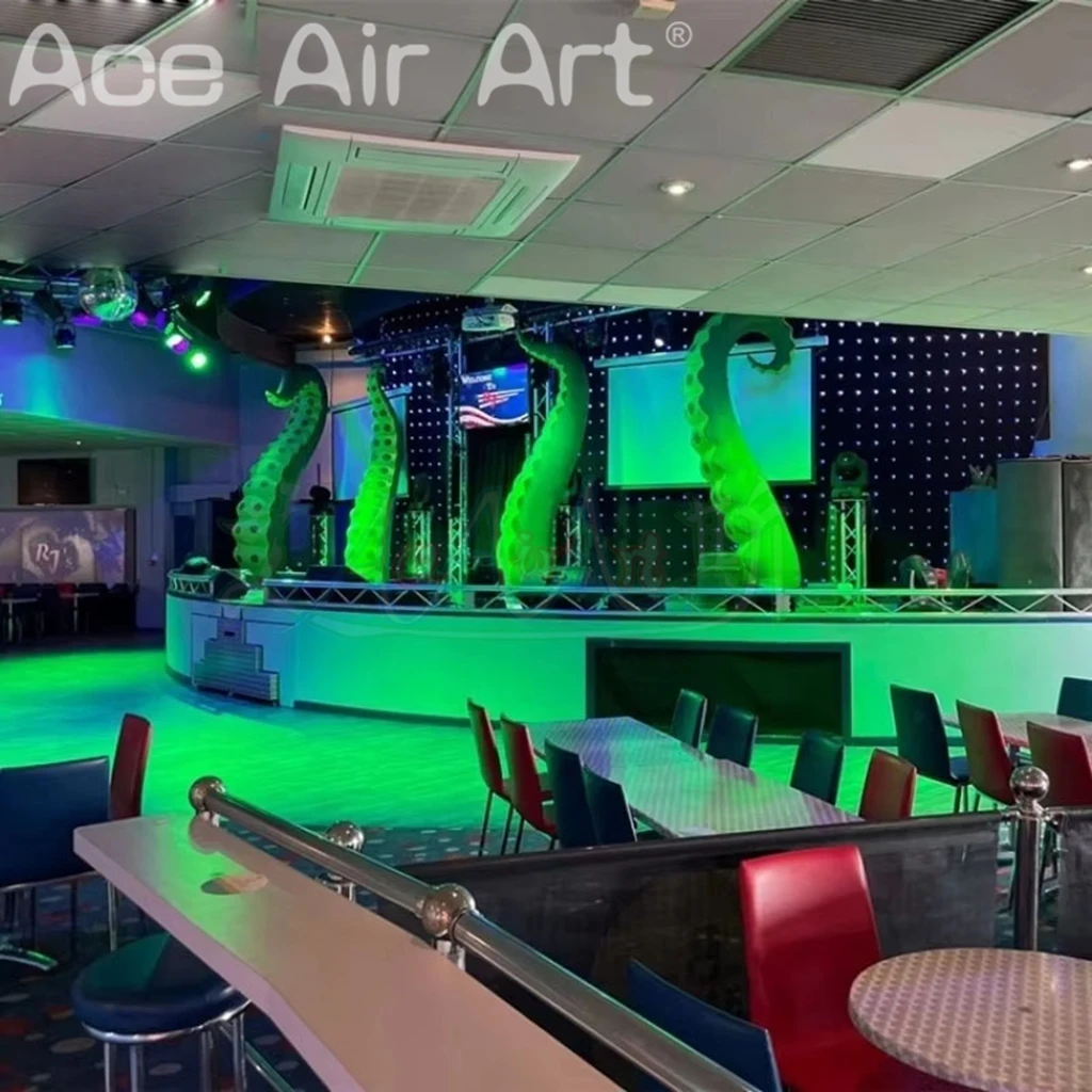 Tentáculos inflables verdes del pulpo de la decoración de la ventana de la construcción con las ventosas para la decoración de Halloween