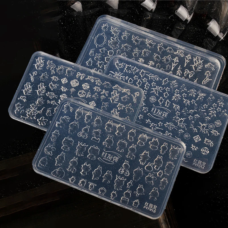 Moule à ongles en Silicone, motif de dessin animé, décorations pour Nail Art, bricolage, conception en Relief de fleurs, modèle d'art des ongles, outils de manucure stéréoscopiques