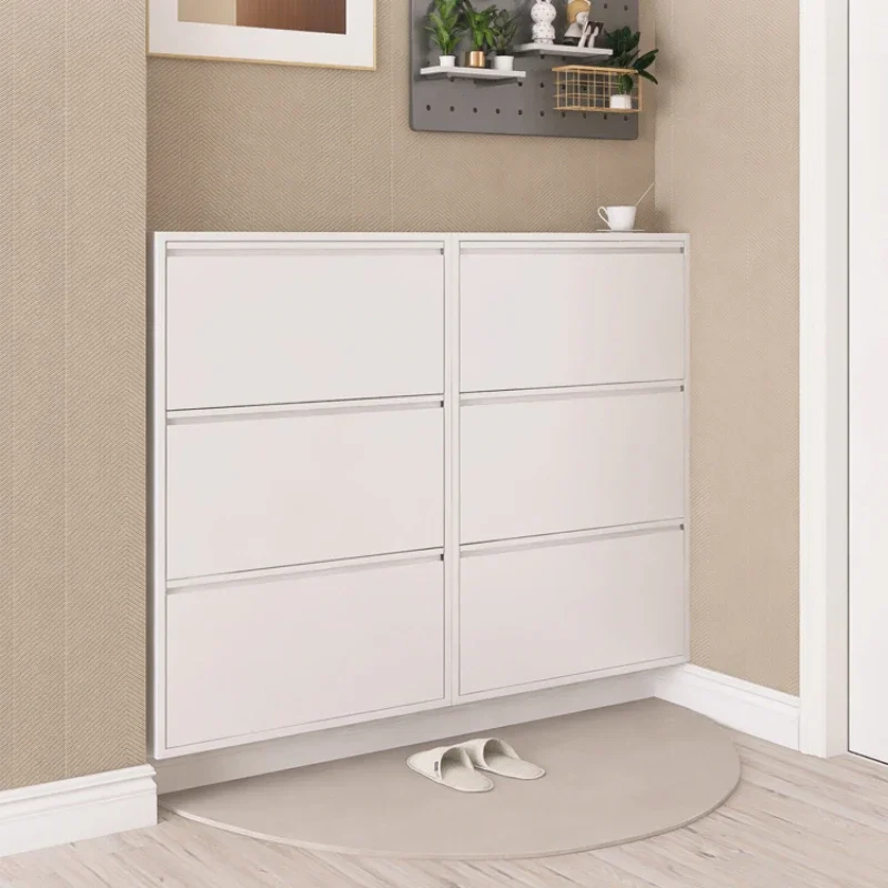 تصميمات رف الأحذية الأوروبي الفاخر متعدد الطبقات، خزانة أحذية ذات جودة عالية وعمودية ضيقة لتوفير المساحة