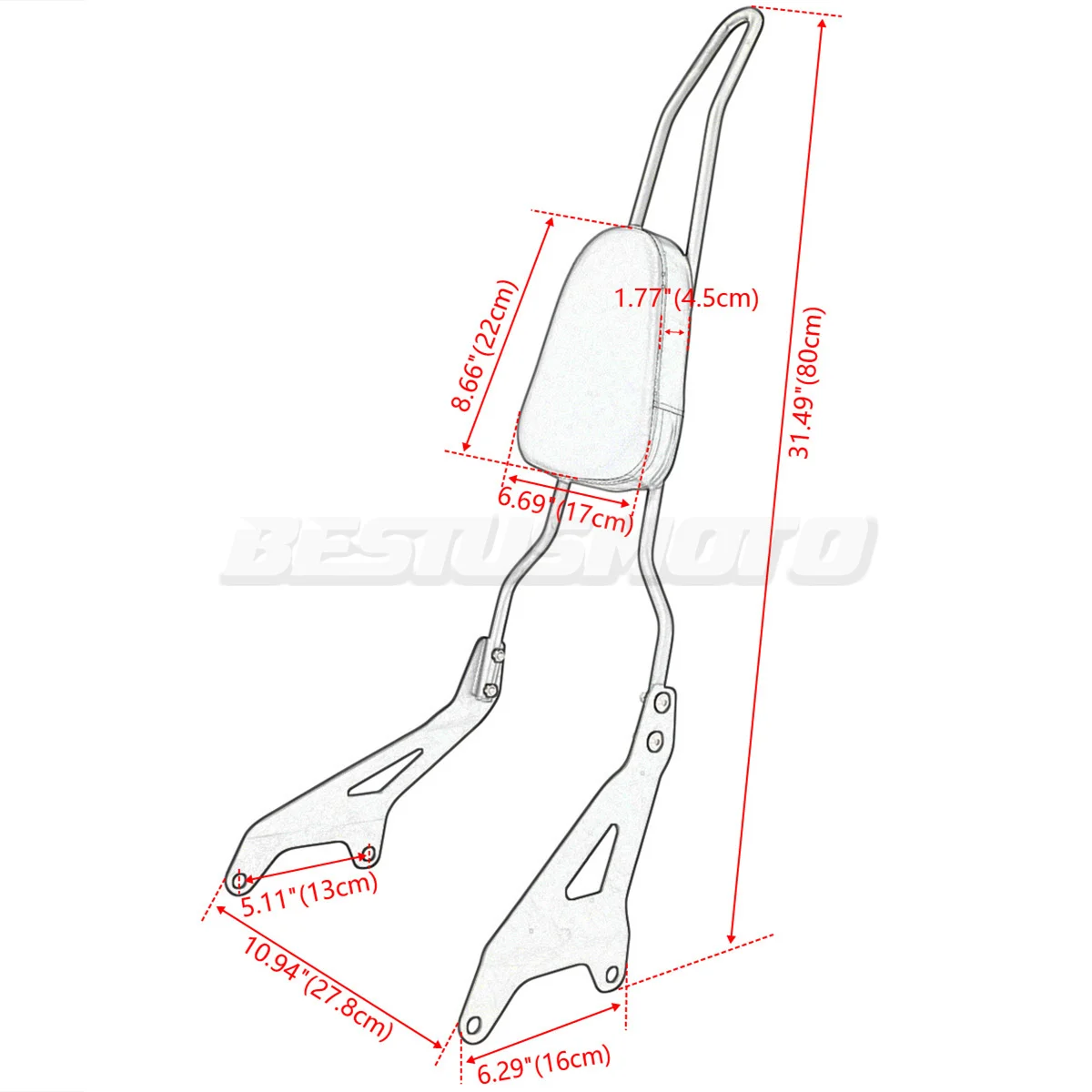 Motorcycle Passenger Backrest Sissy Bar For Yamaha V-Star Bolt XVS950 XV950 2014 2015 2016 2017 2018 2019 2020 2021 2022 2023