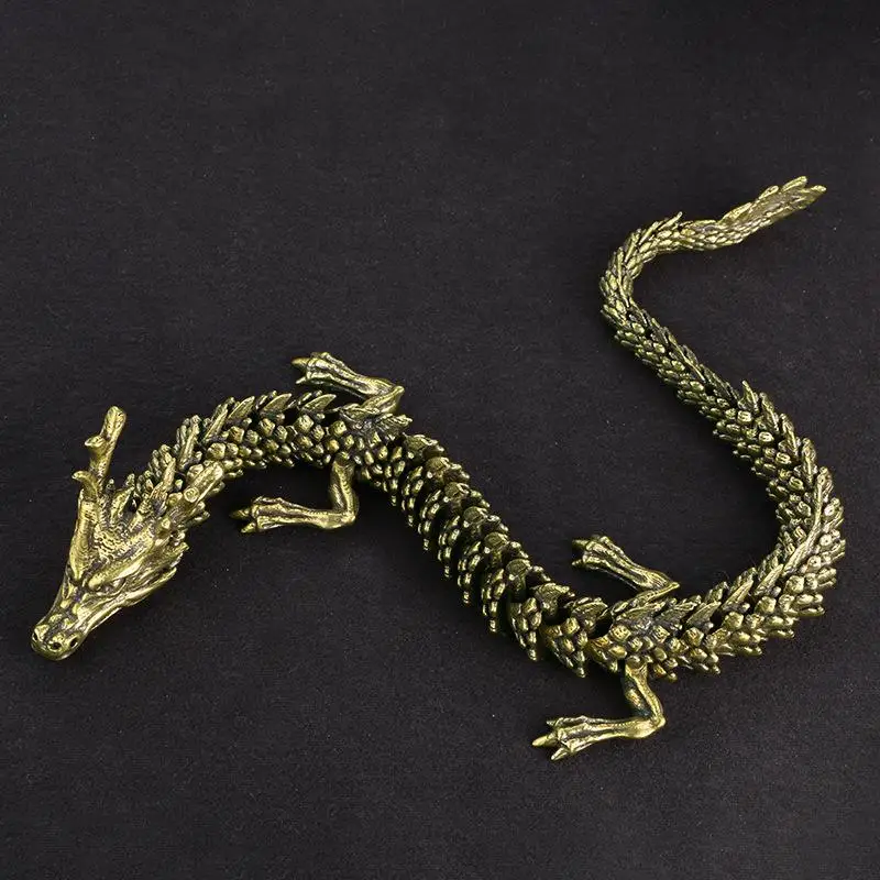 (.) 1Pcs Moveable Body Joints Antique Alloy Lucky Dragon Desktop Office Crafts 3D Dragon Statue Ornament Home Decoration Gifts