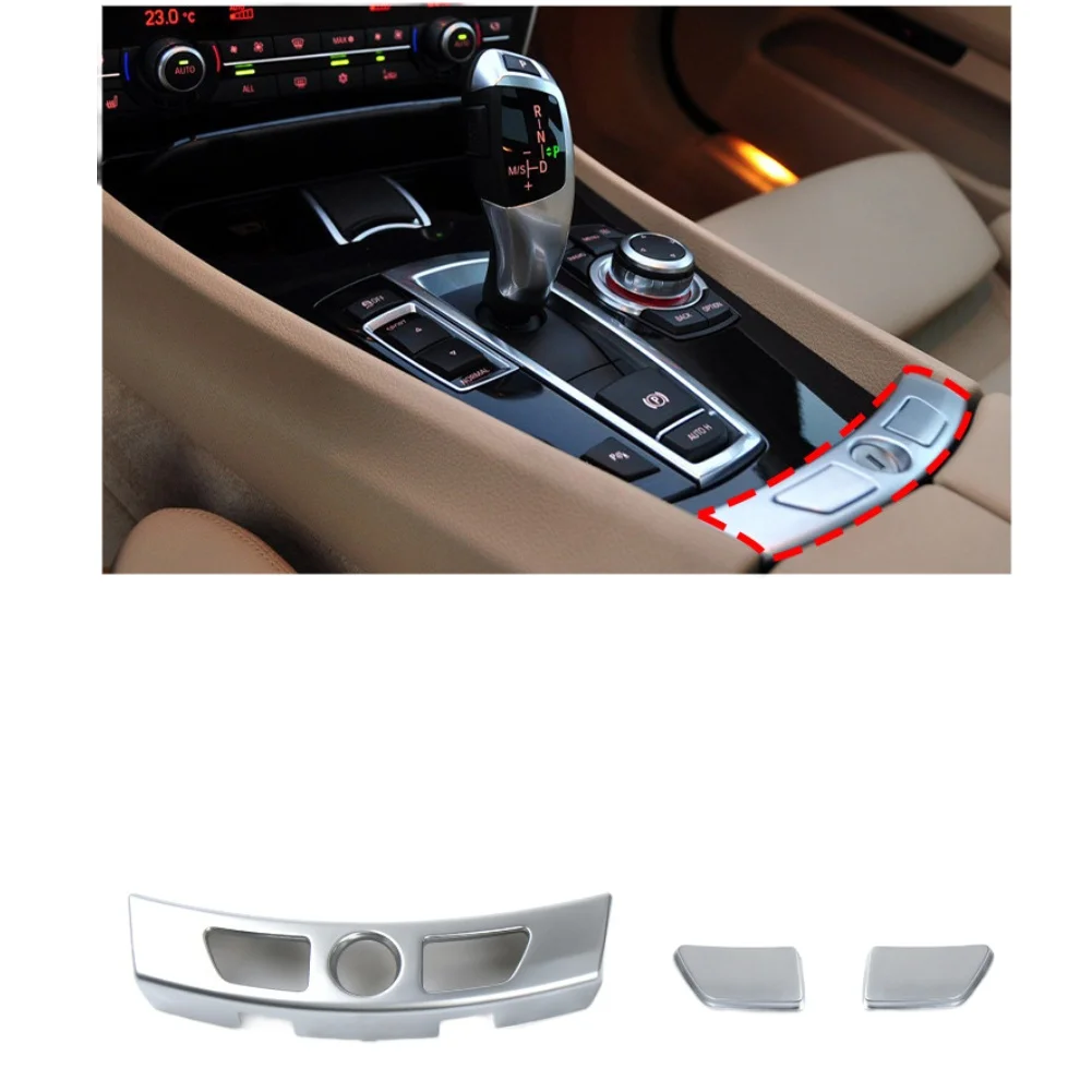 Silver Plastic Central Armrest Switch Panel With Button Cover For BMW 5 Series GT F07 2010-2017 Center Console Trim Replacement