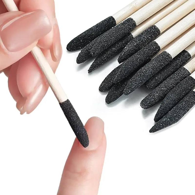 Ultra Fine Point Wooden Manicure Sticks, Dual End Nail Cuticle Files, Detail Grinding Tools for Nail Art Decoration