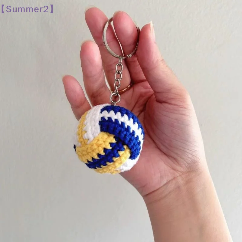 1Pcs Funny Volleyball Doll Keyrings Cute Kawaii Knitted Volleyball Crochet Keychain Handmaking Knitting Car Keys Pendant〔Sum2〕
