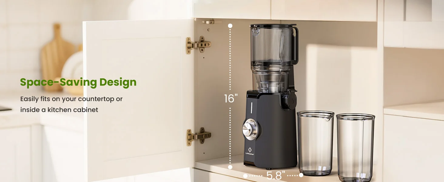 Slow Juicer Kaltpresse für ganze Früchte und Gemüse 200W Entsafter mit langsamem Pressverfahren 4,53 Zoll Durchmesser mit automatischem Schneidmechanismus BPA-frei – Detail 11