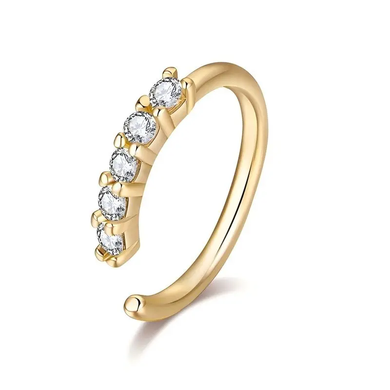 Fashion Single-row Miniature Zircon Nose Rings for Women Fine Drill Exquisite with Drill Opening Fake Nose Piercing Jewelry