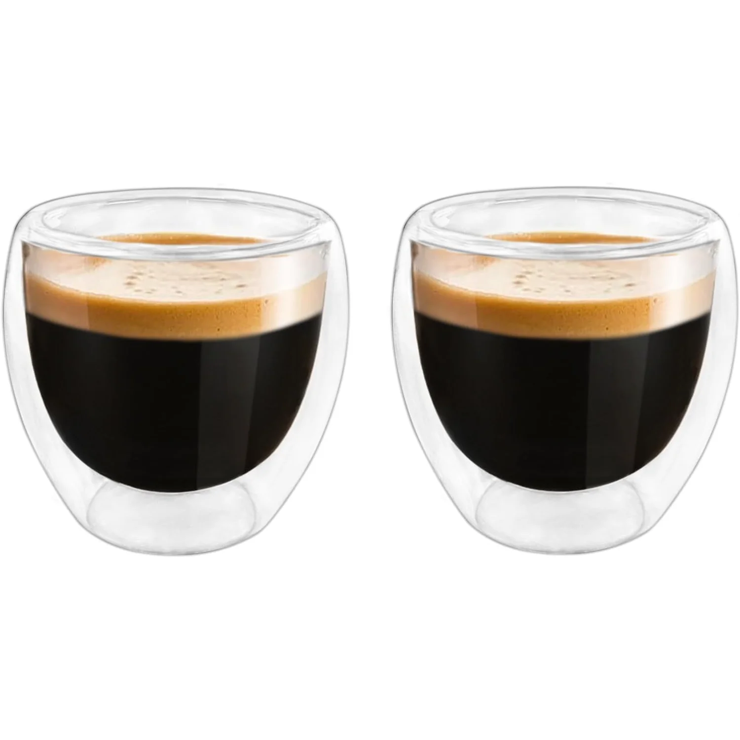 

Double Wall Espresso Cups (Set of 2), 3 Ounce Glass Expresso Coffee Mugs Clear Espresso Shots Double Walled Insulated Small Demi