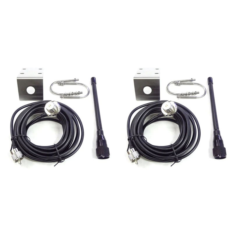 2X VHF Marine Antenna 156-163Mhz Rubber Waterproof Mast Aerial With 5M RG-58 Cable For Boat Sailboat Yacht