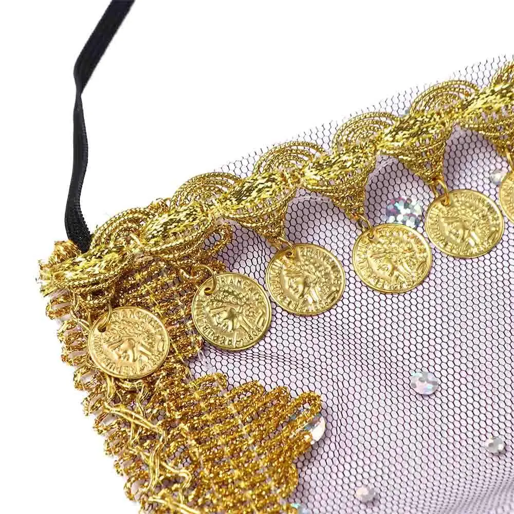 Sexy chica mujer lentejuelas Rhinestone cara velos malla danza del vientre trajes accesorios de rendimiento