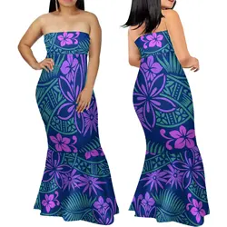 Women'S Plus-Size 8xl Off-The-Shoulder Dress Polynesian Samoa Pia Luxury Design Strapless One-Shoulder Fishtail Dress