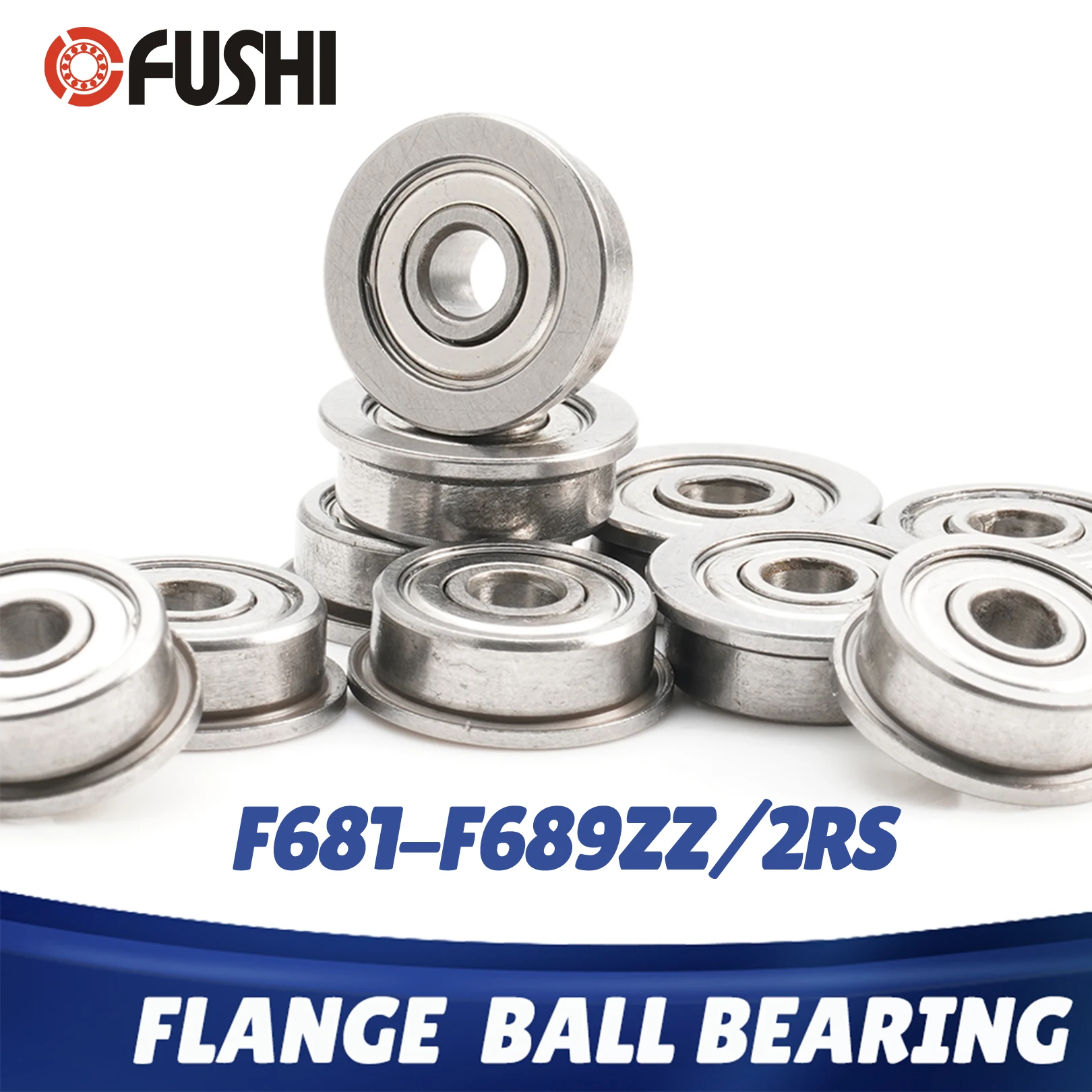 10PCS Flange Bearing F689ZZ F688ZZ F686RS F684ZZ F683ZZ F682XZZ ABEC-1 F685 Flanged RS Z ZZ Ball Bearings RS 2RS