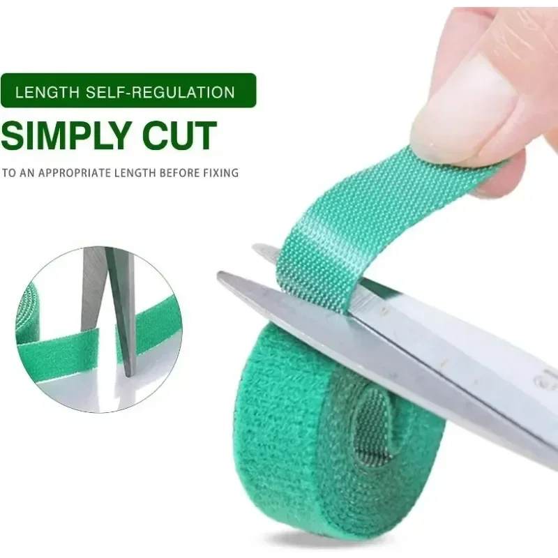 20/2M Green Garden Twine Plant Ties Adjustable Nylon Plant Bandage Garden Hook Loop Bamboo Cane Wrap Support Garden Accessories