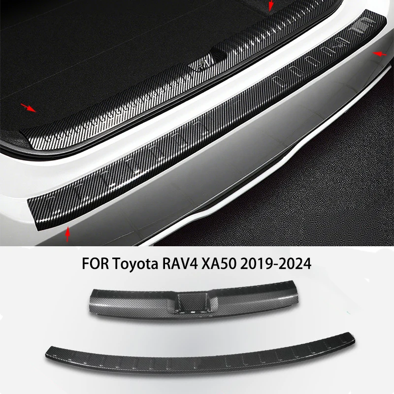 

ПОДХОДИТ ДЛЯ Toyota RAV4 XA50 2019-2024 Нержавеющая сталь Углеродное волокно Задний багажник снаружи внутри Защитная крышка бампера Накладка на порог